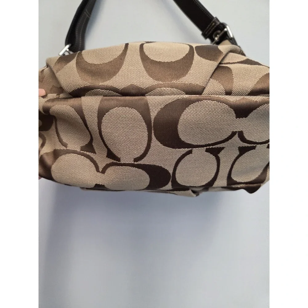 Coach Signature Canvas Hobo Shoulder Bag Crossbody Purse Logo Brown